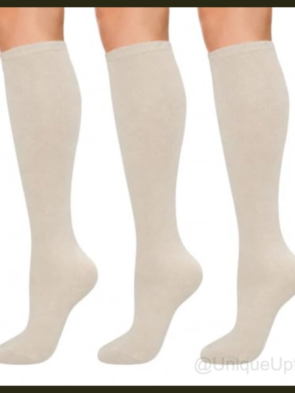 Cotton Knee High Socks 3 Pairs, Ribbed Stay-Up, Solid & Striped, One Size 5-10